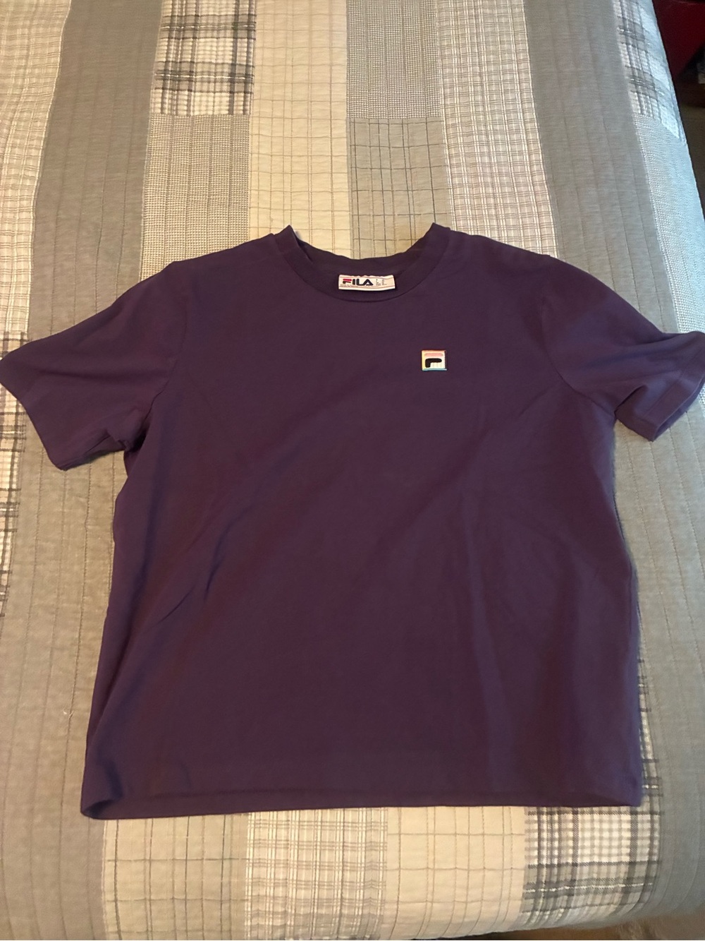 Fila Men's Deep Purple Crewneck Tee with Small Logo Patch